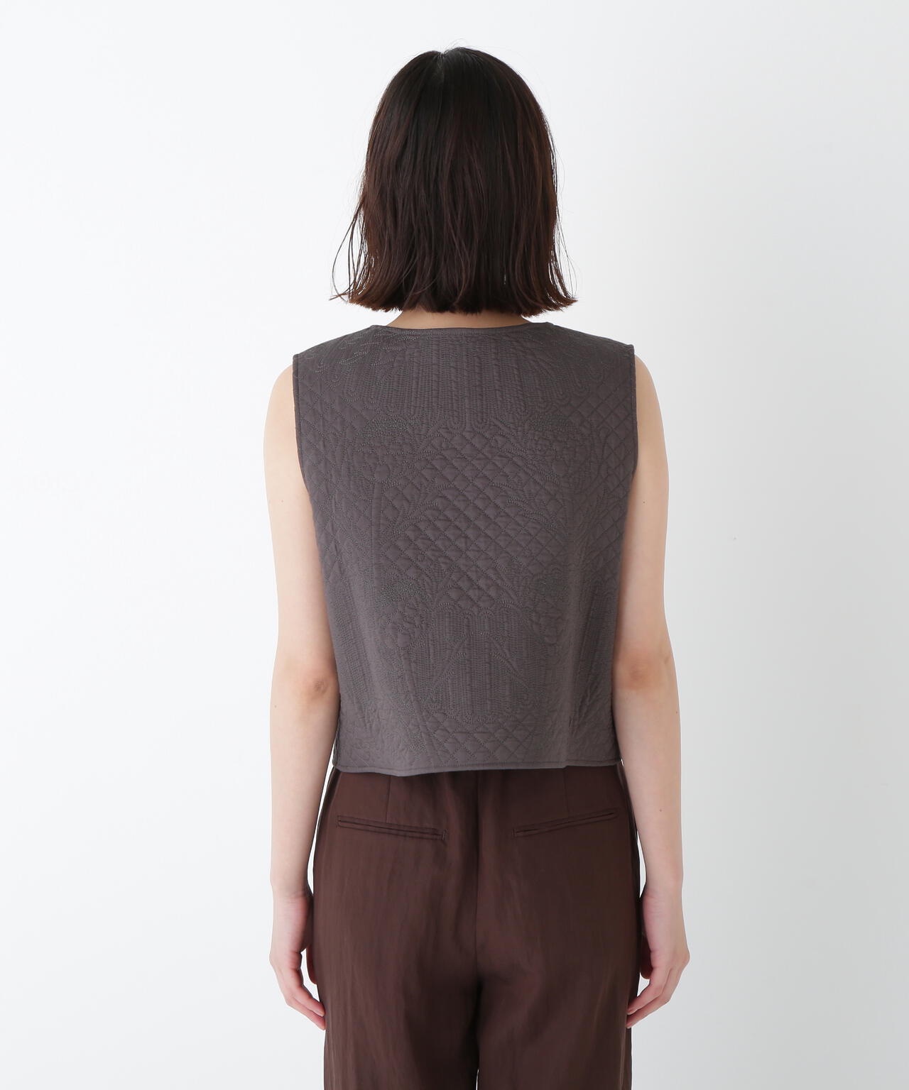 インドコットンボイルキルティングジレ