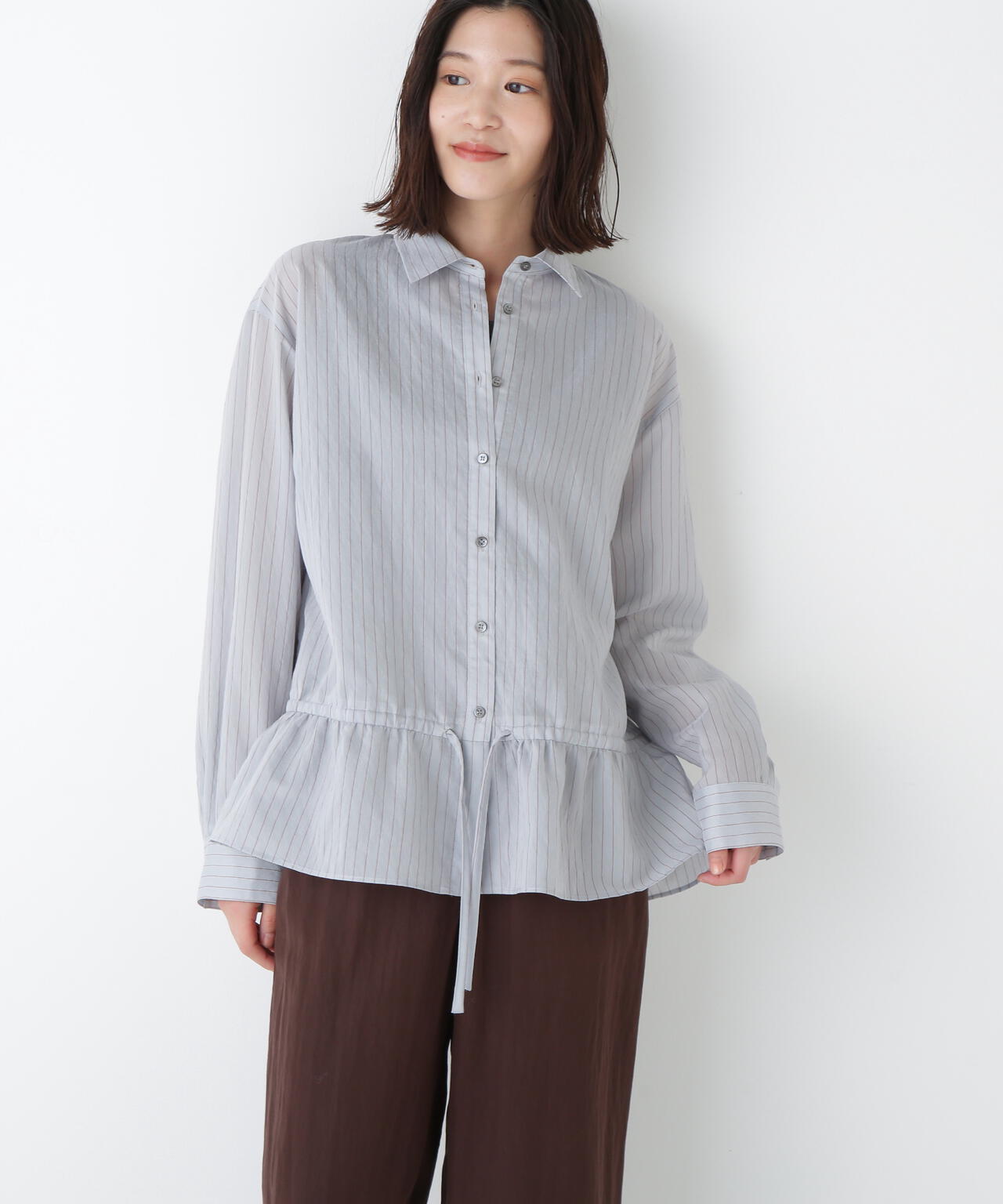 シアストライプブラウス