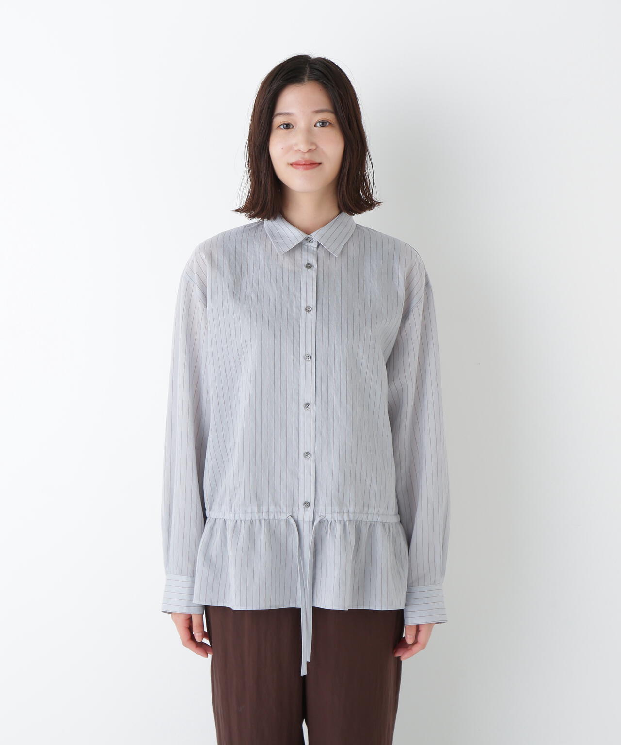 シアストライプブラウス