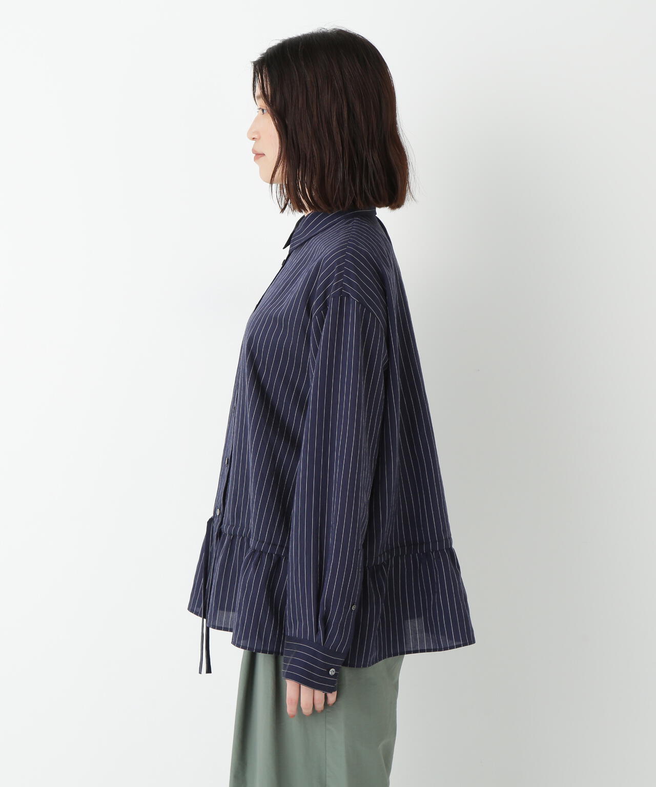 シアストライプブラウス