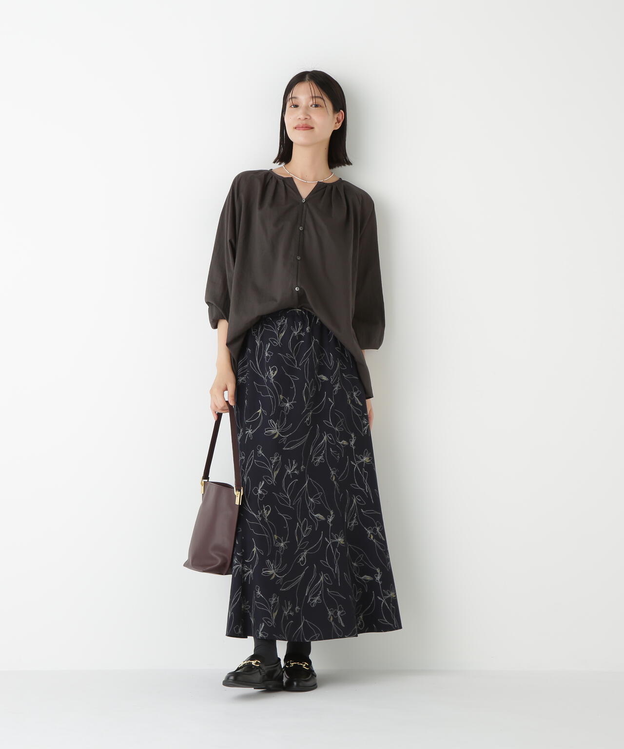 ダイヤドットギャザーブラウス