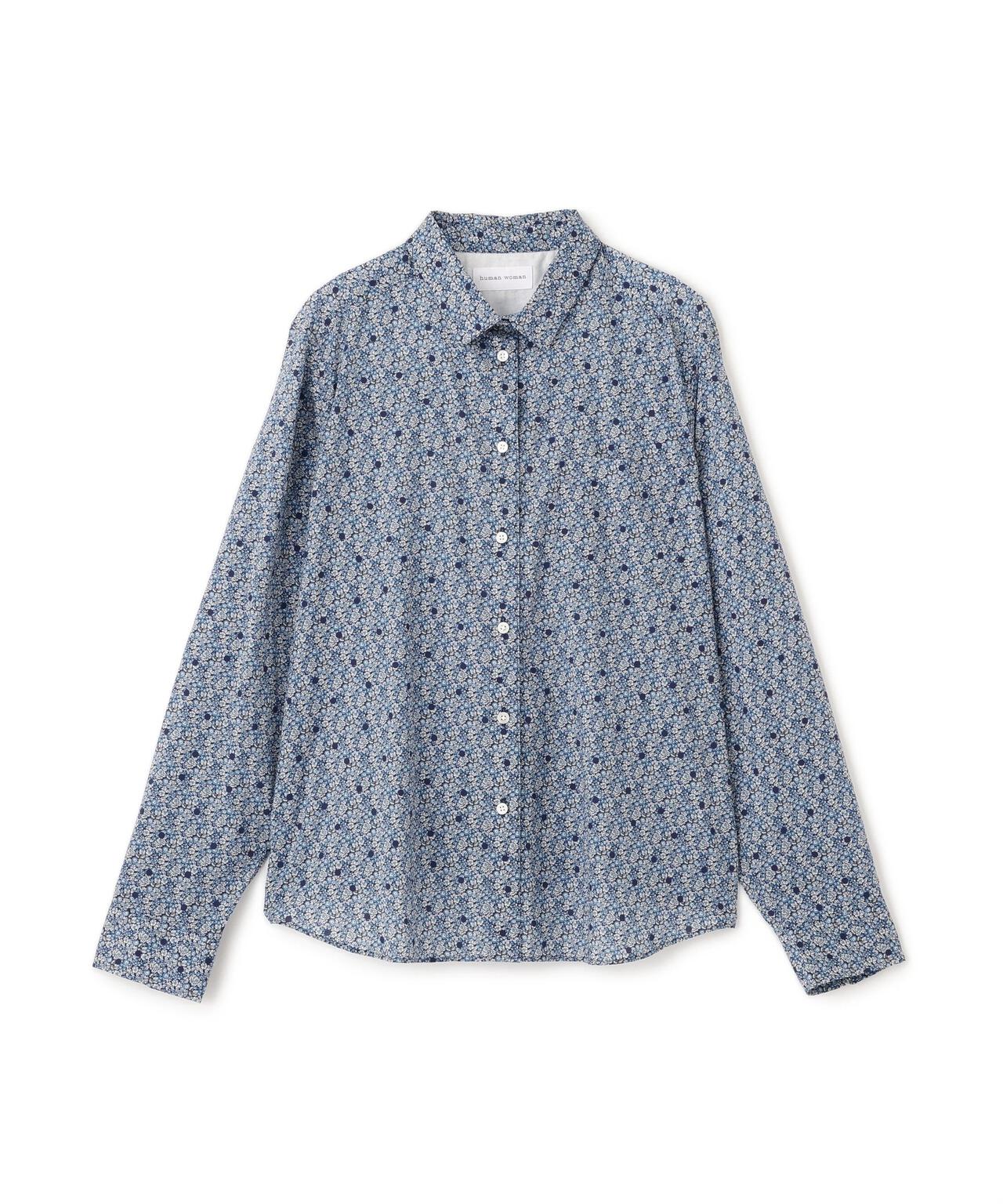 リバティプリントベーシックカラーシャツ