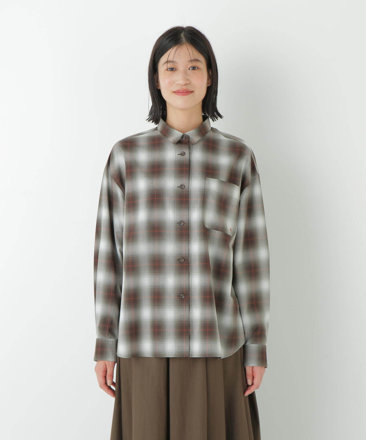 オンブレーチェックオーバーシャツ