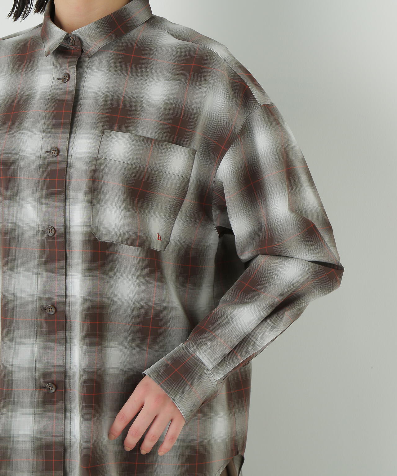 オンブレーチェックオーバーシャツ