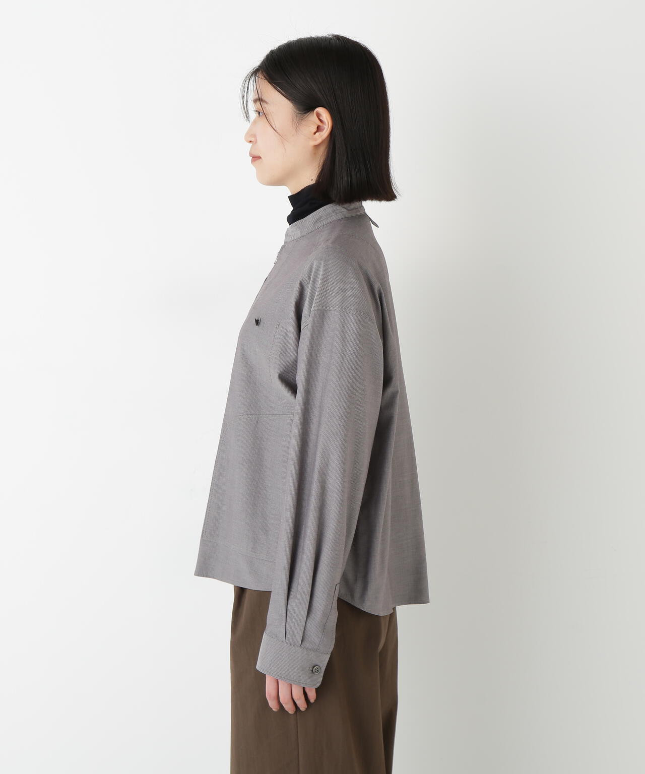 ツイルストライプジップシャツブルゾン