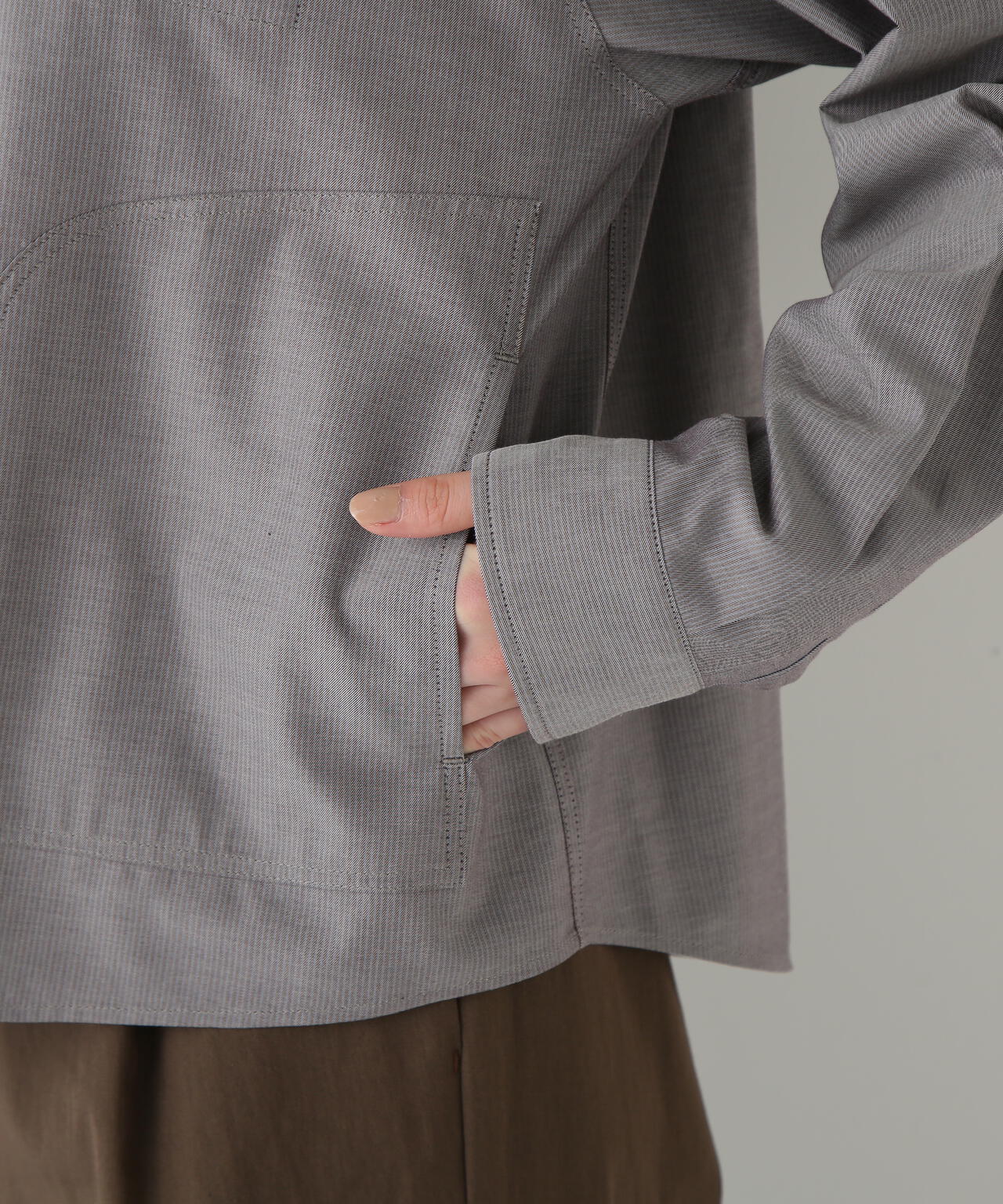 ツイルストライプジップシャツブルゾン