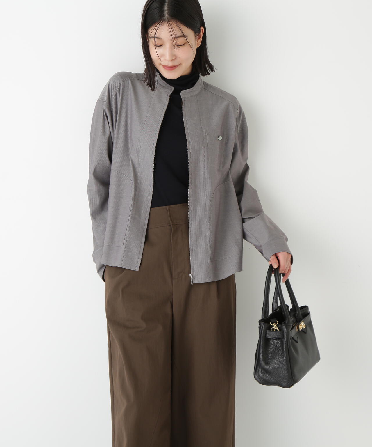 ツイルストライプジップシャツブルゾン