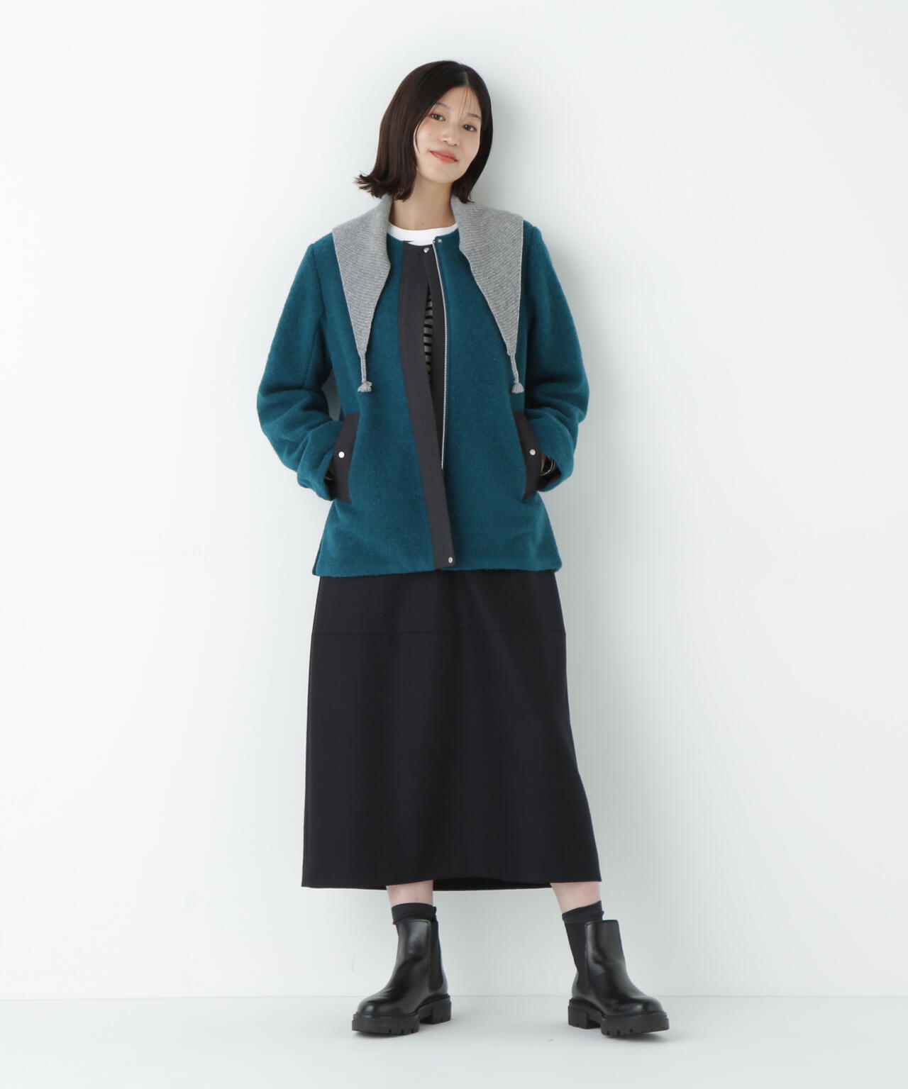 ウールサキソニーコクーンスカート