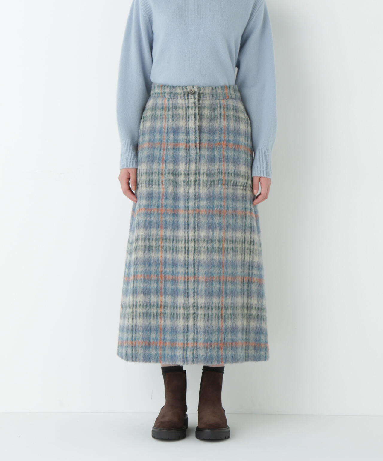 シャギーチェックベイカーAラインスカート