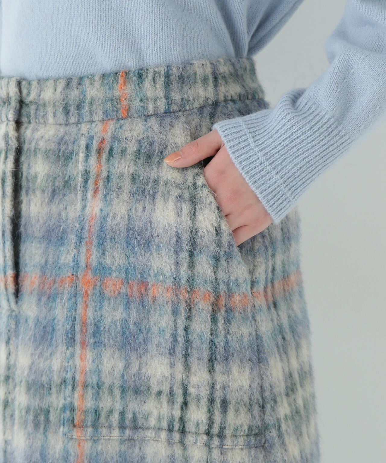 シャギーチェックベイカーAラインスカート