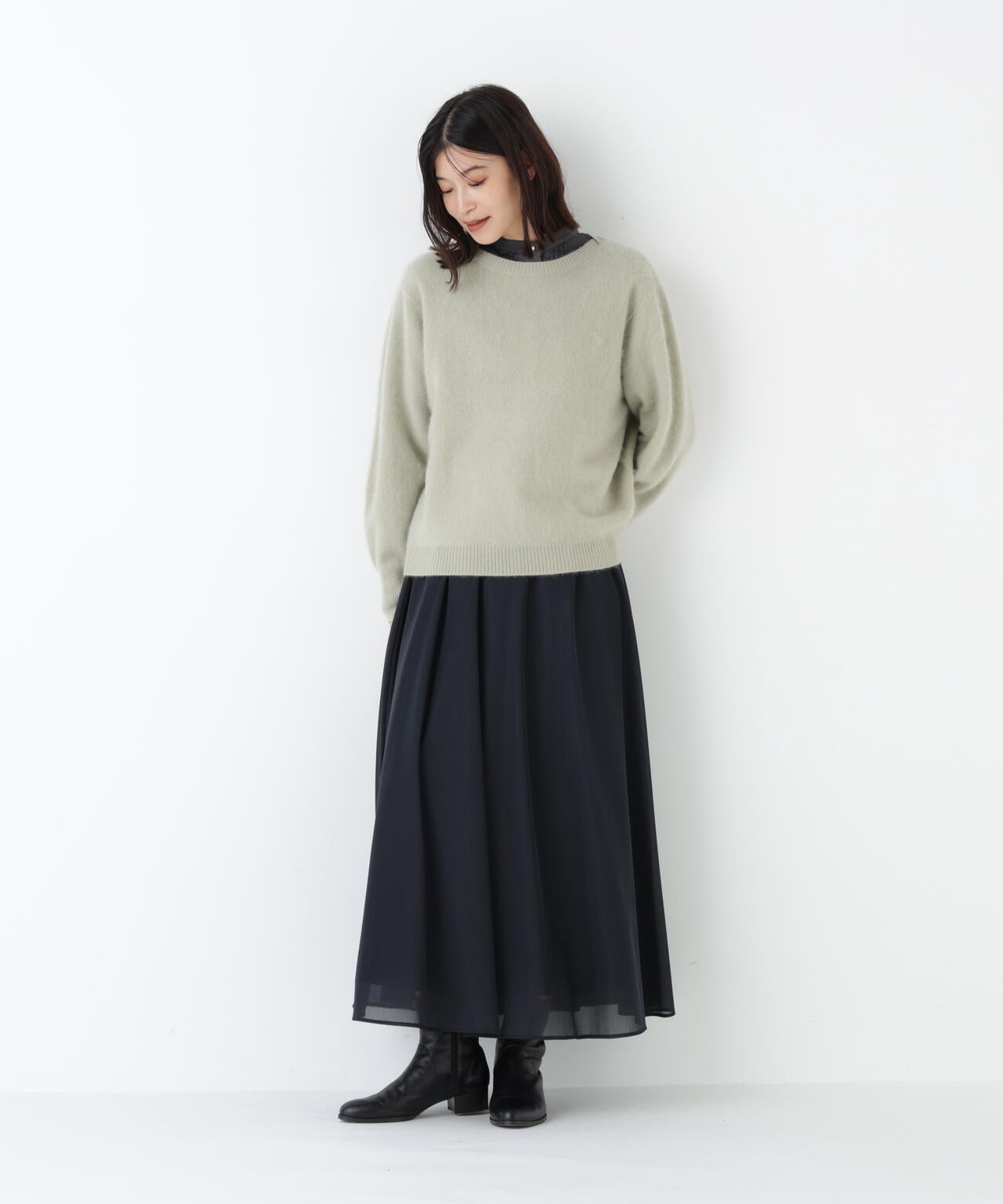 オーガンジートリコットギャザースカート