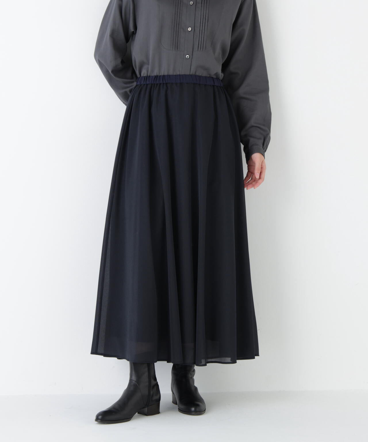 オーガンジートリコットギャザースカート