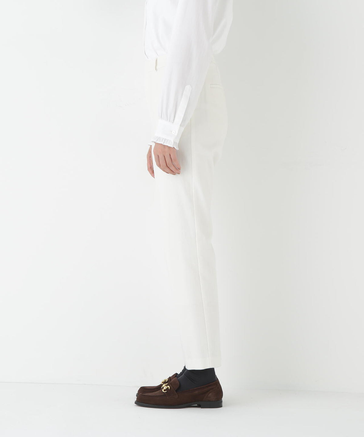 ピケスエードスリムストレートパンツ