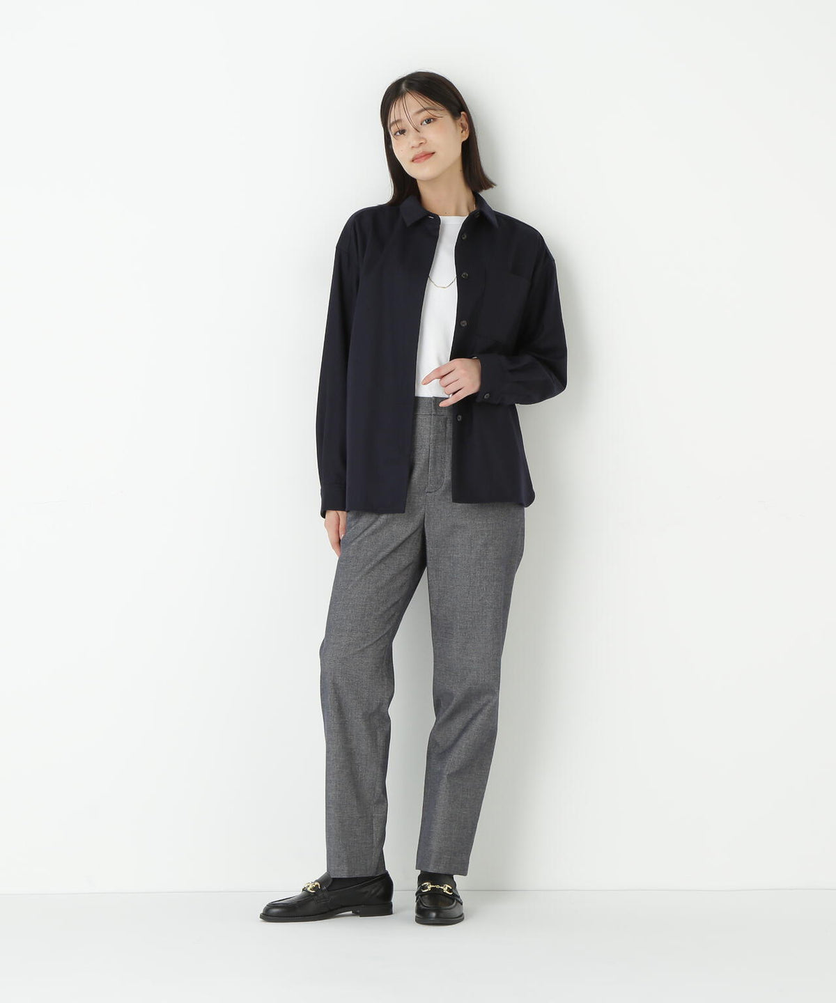 ピケスエードスリムストレートパンツ