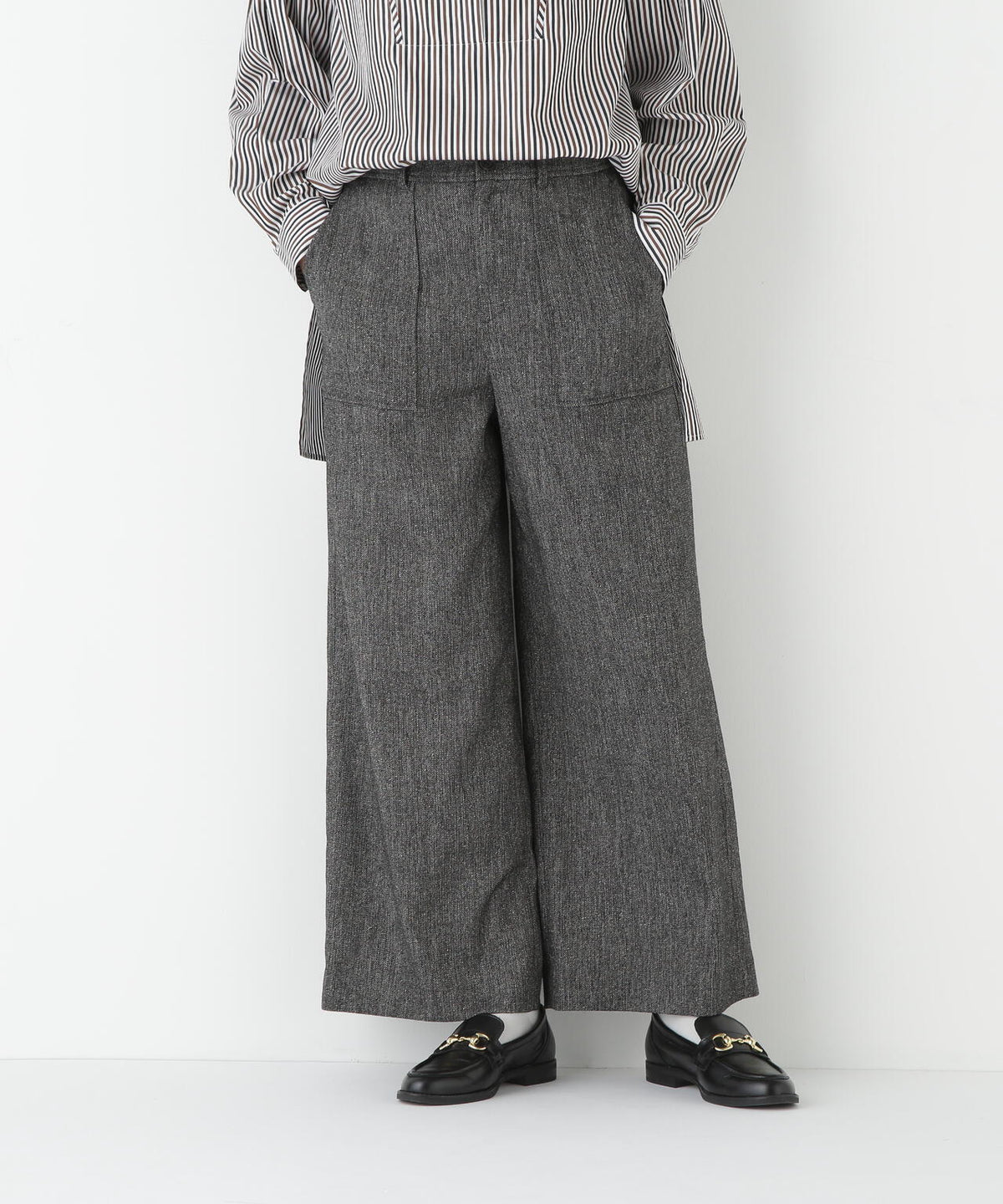 シルクネップツイルツィードベイカーセミワイドパンツ