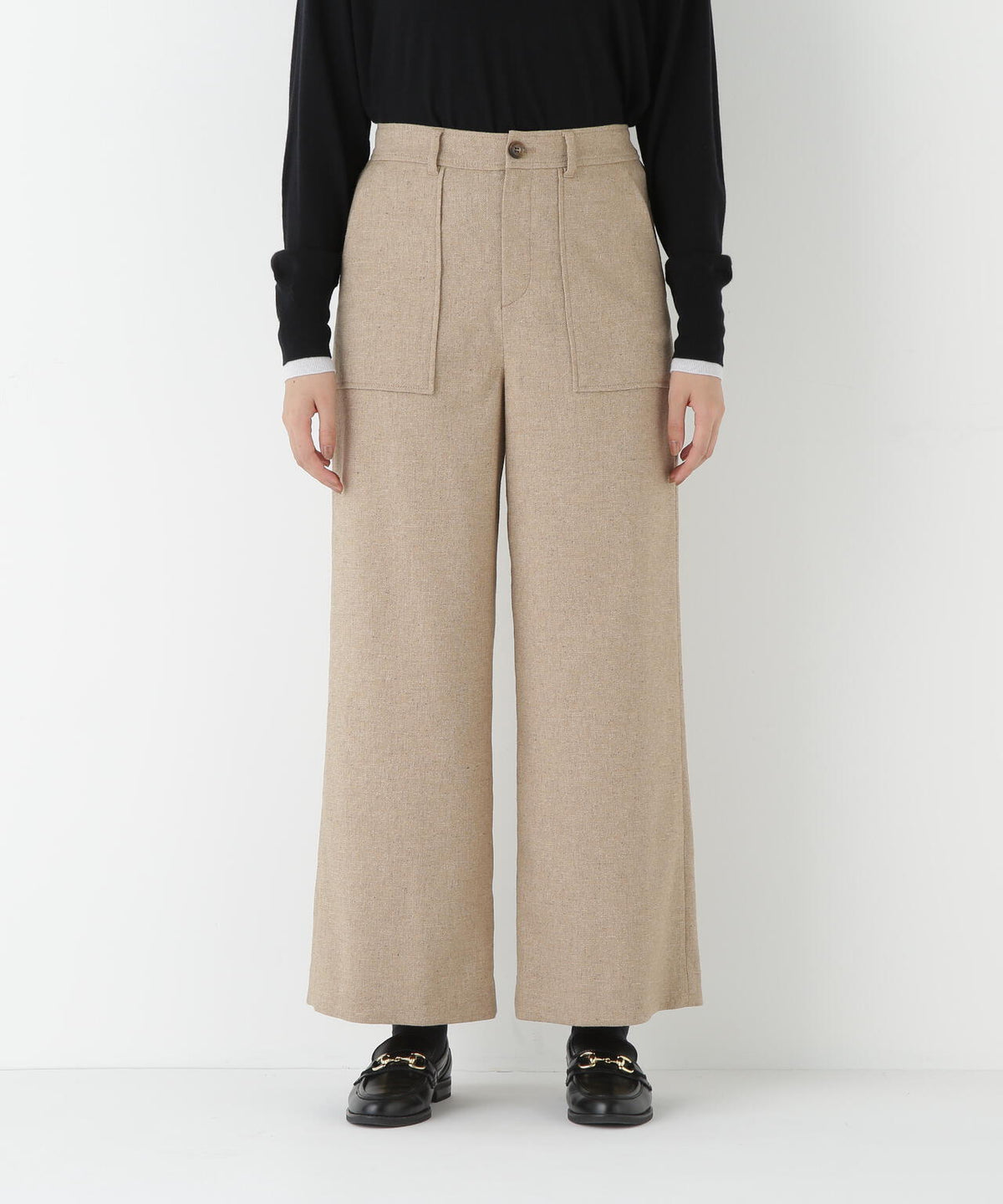 シルクネップツイルツィードベイカーセミワイドパンツ
