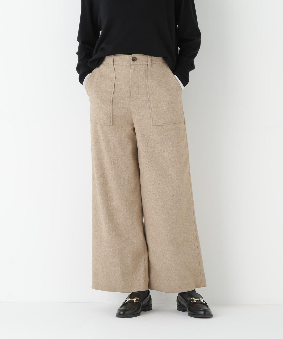 シルクネップツイルツィードベイカーセミワイドパンツ