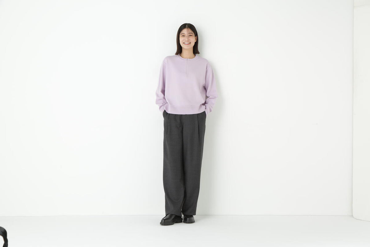 先染めチェックタックセミワイドパンツ