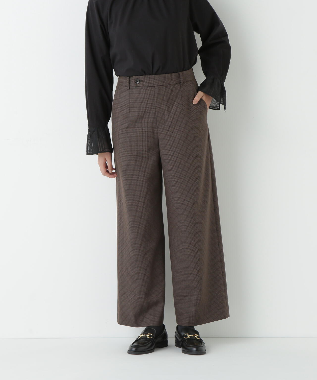 ≪ウォーム素材≫裏起毛セミワイドパンツ