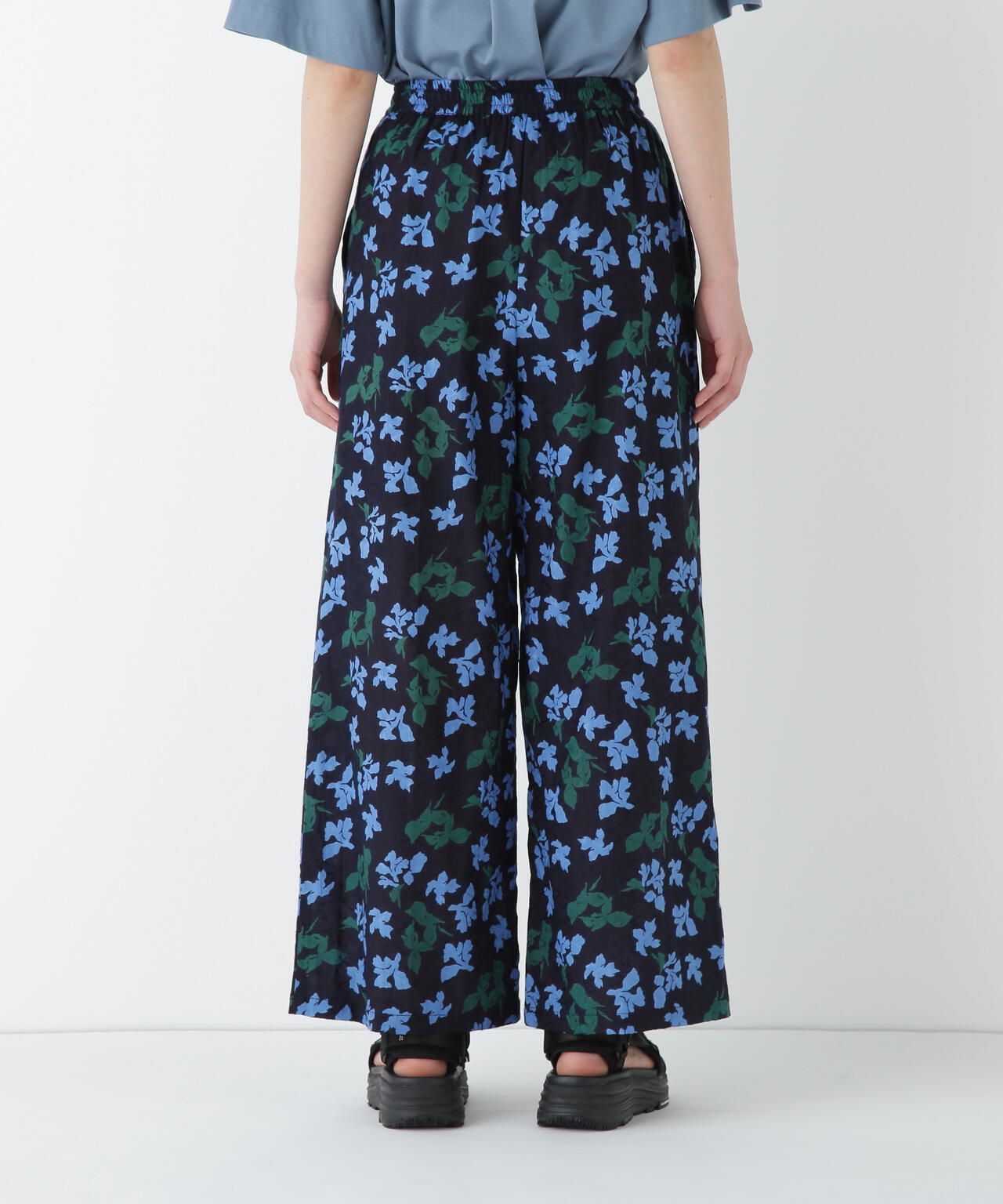インドドビーリーフプリントイージーセミワイドパンツ