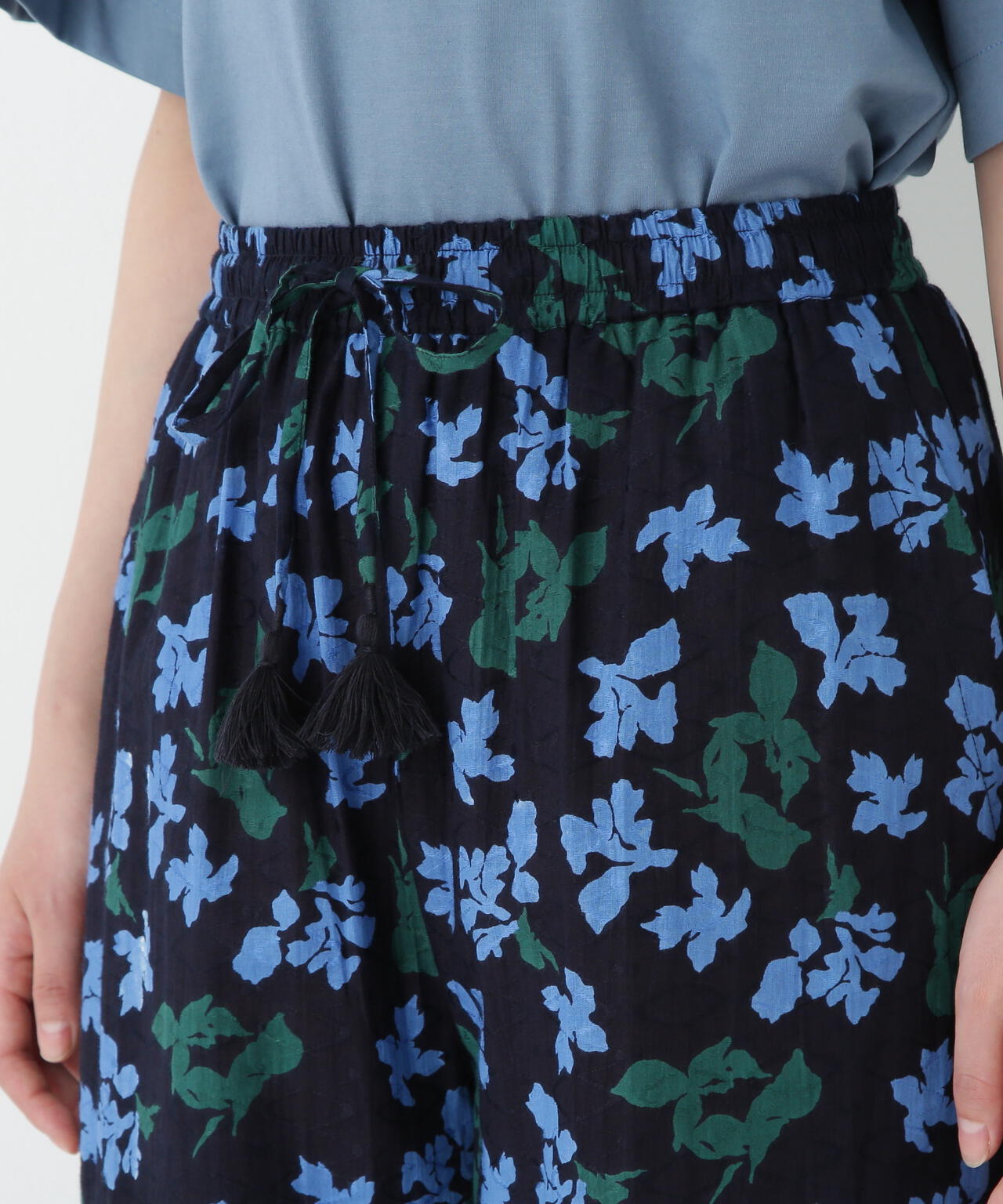 インドドビーリーフプリントイージーセミワイドパンツ