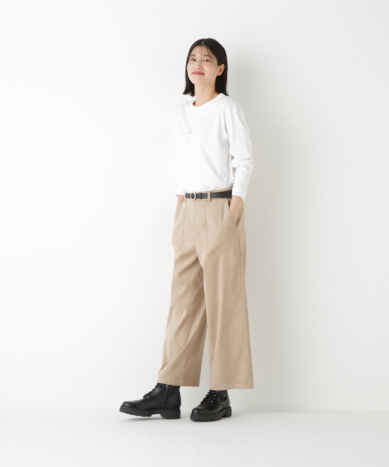 ストレッチスェードベイカーガウチョパンツ