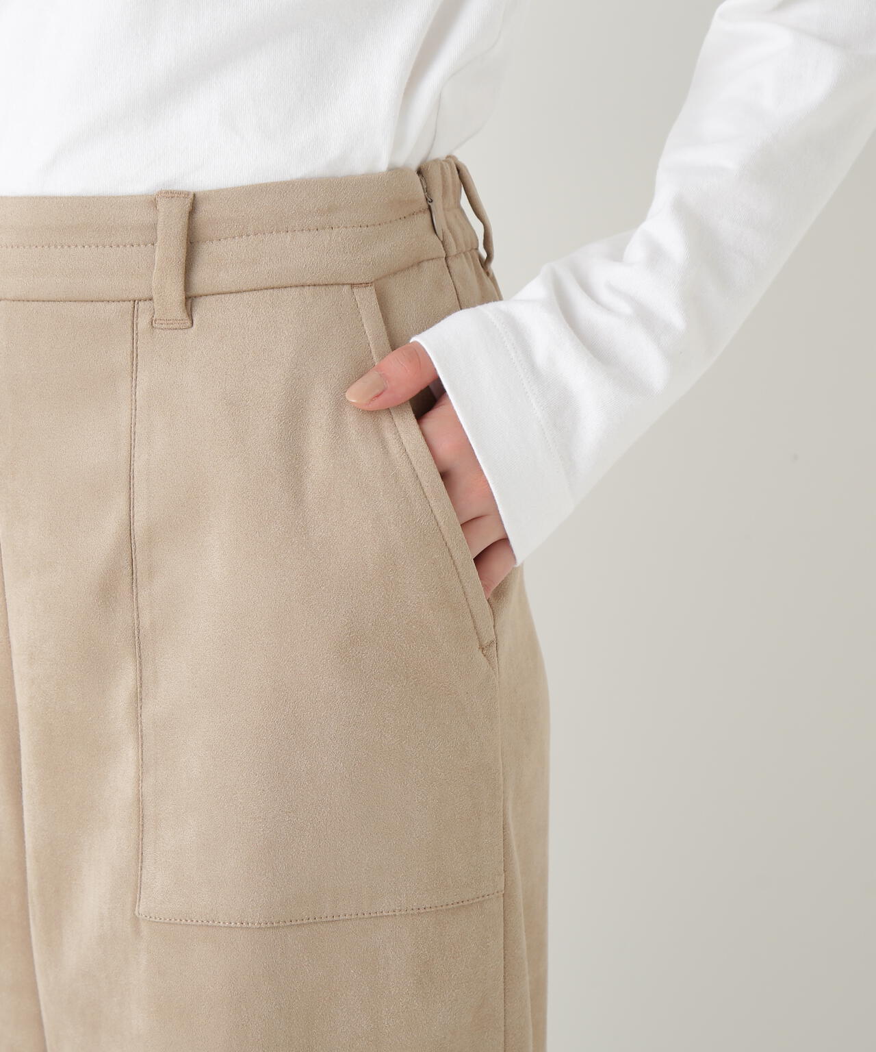 ストレッチスェードベイカーガウチョパンツ