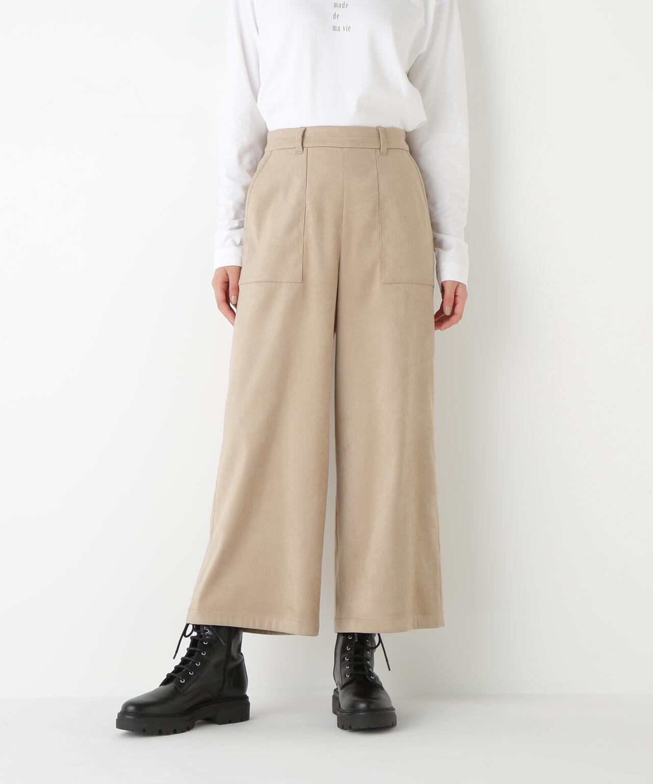 ストレッチスェードベイカーガウチョパンツ