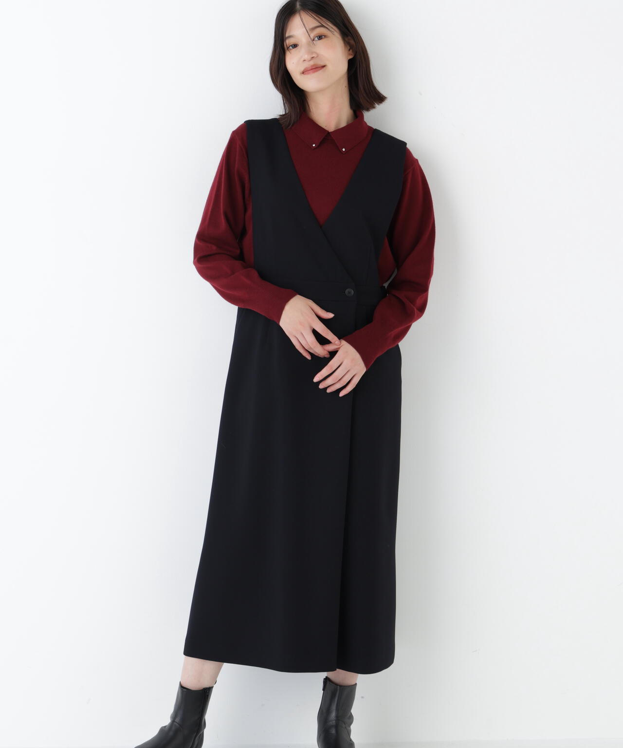 ≪洗える≫TRダブルクロス ジャンパースカート