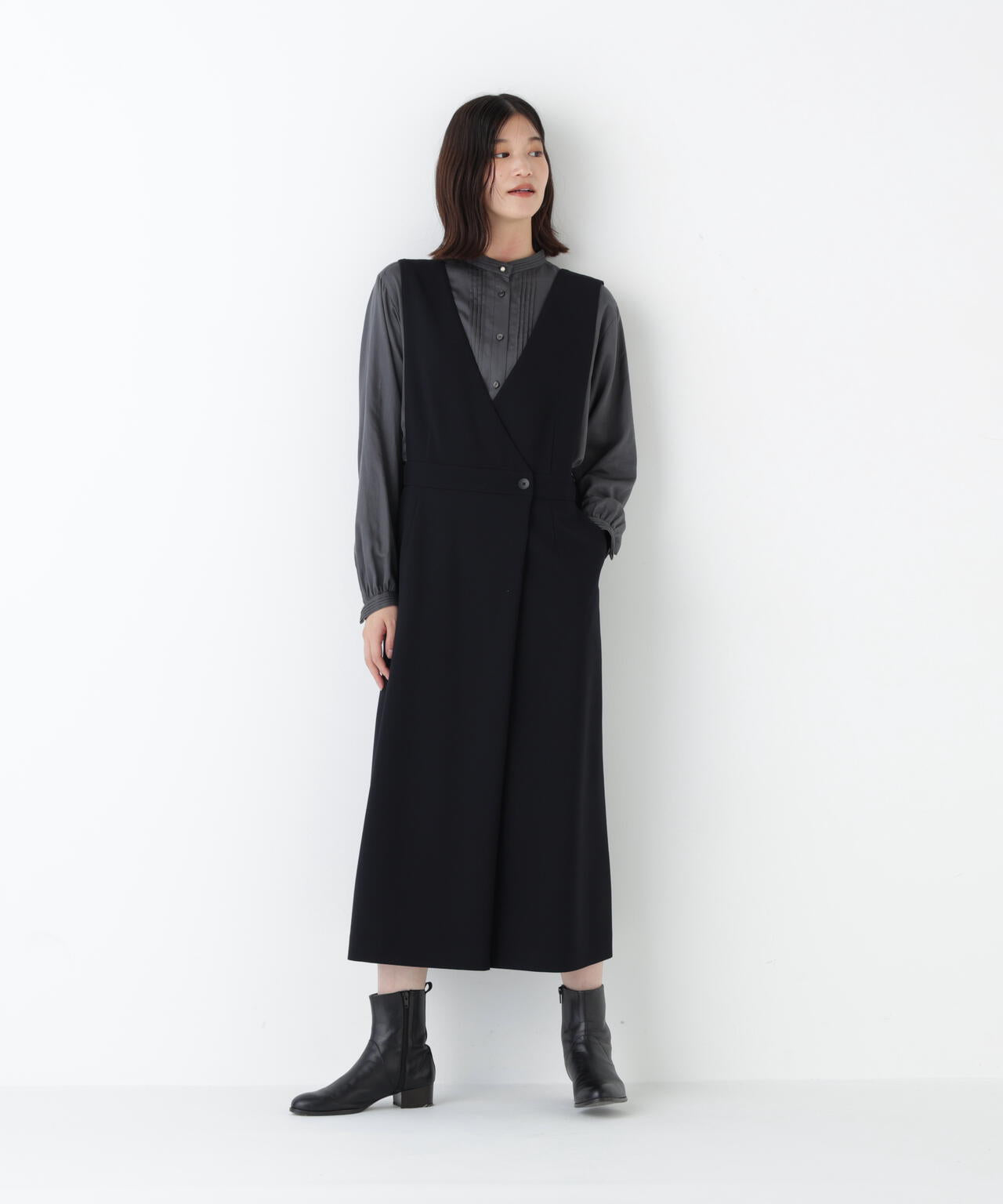 ≪洗える≫TRダブルクロス ジャンパースカート