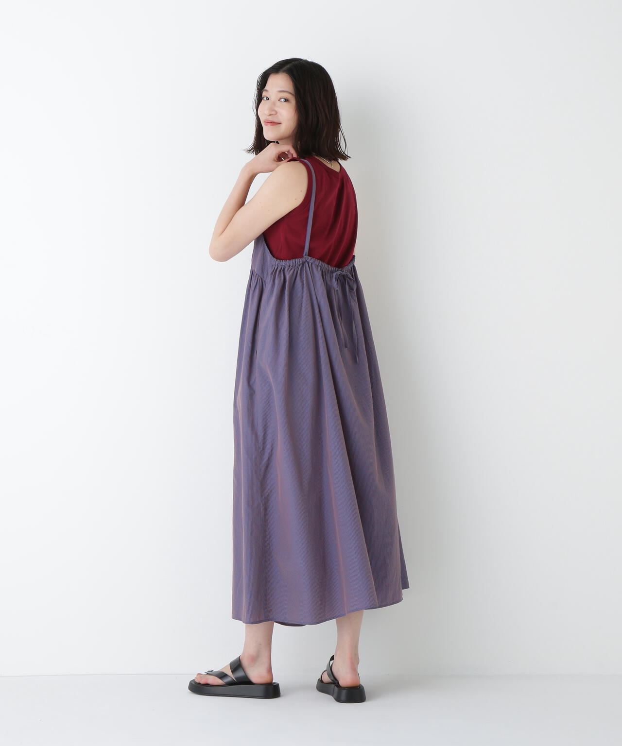 ストライプローンキャミソールワンピース