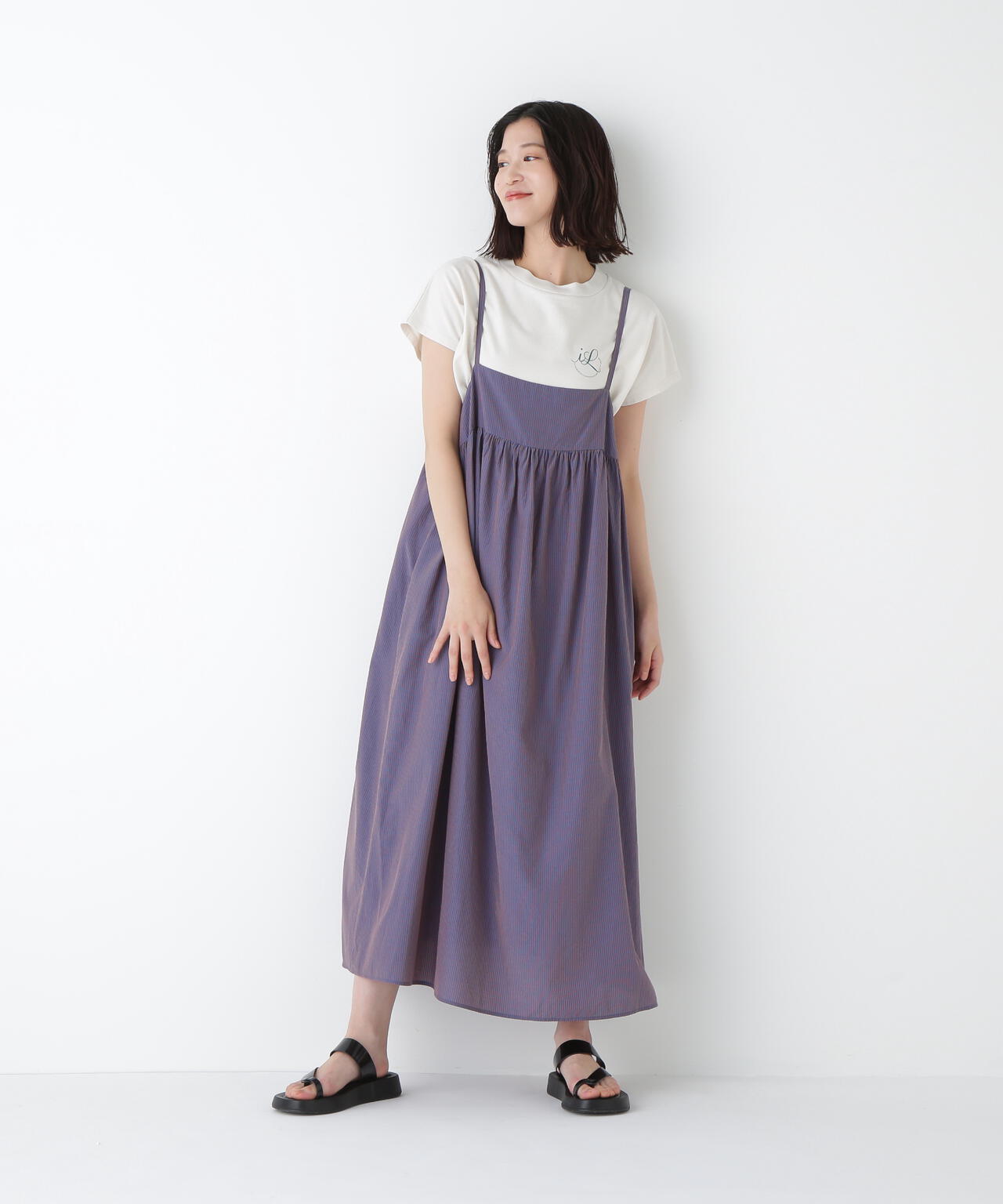 ストライプローンキャミソールワンピース