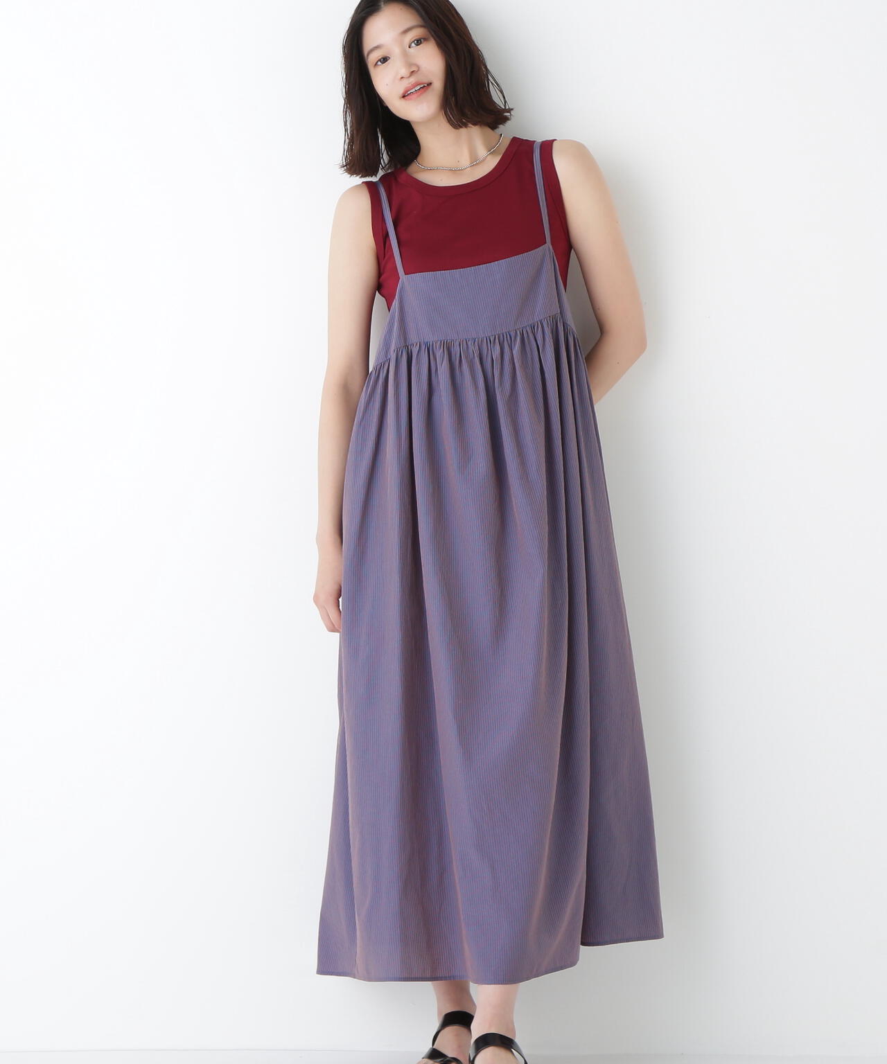 ストライプローンキャミソールワンピース