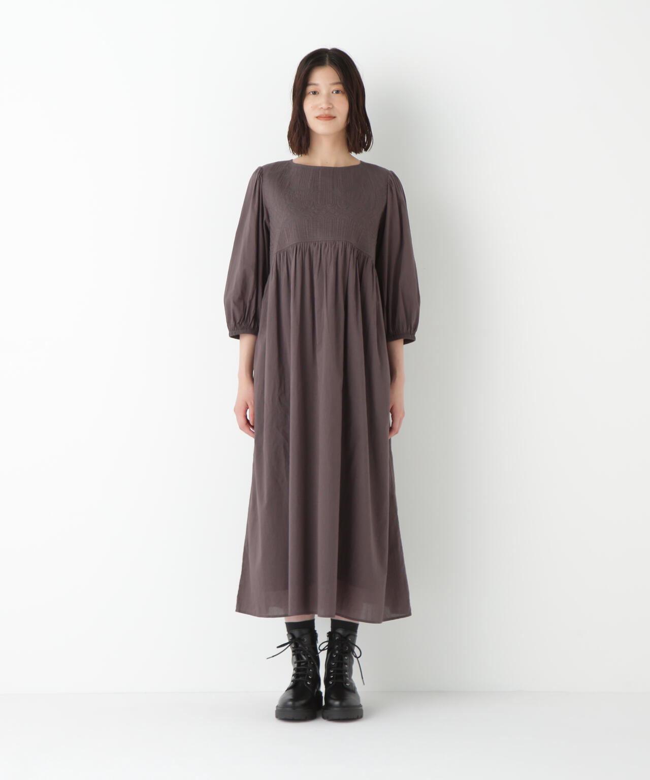 インドコットンボイルキルティングドッキングワンピース