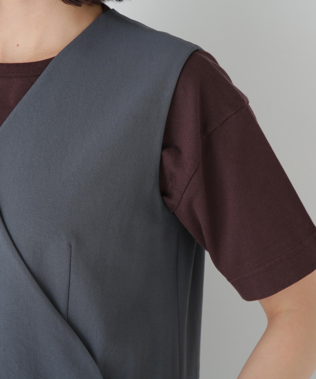 T/TAツイルラップ風ノースリーブワンピース