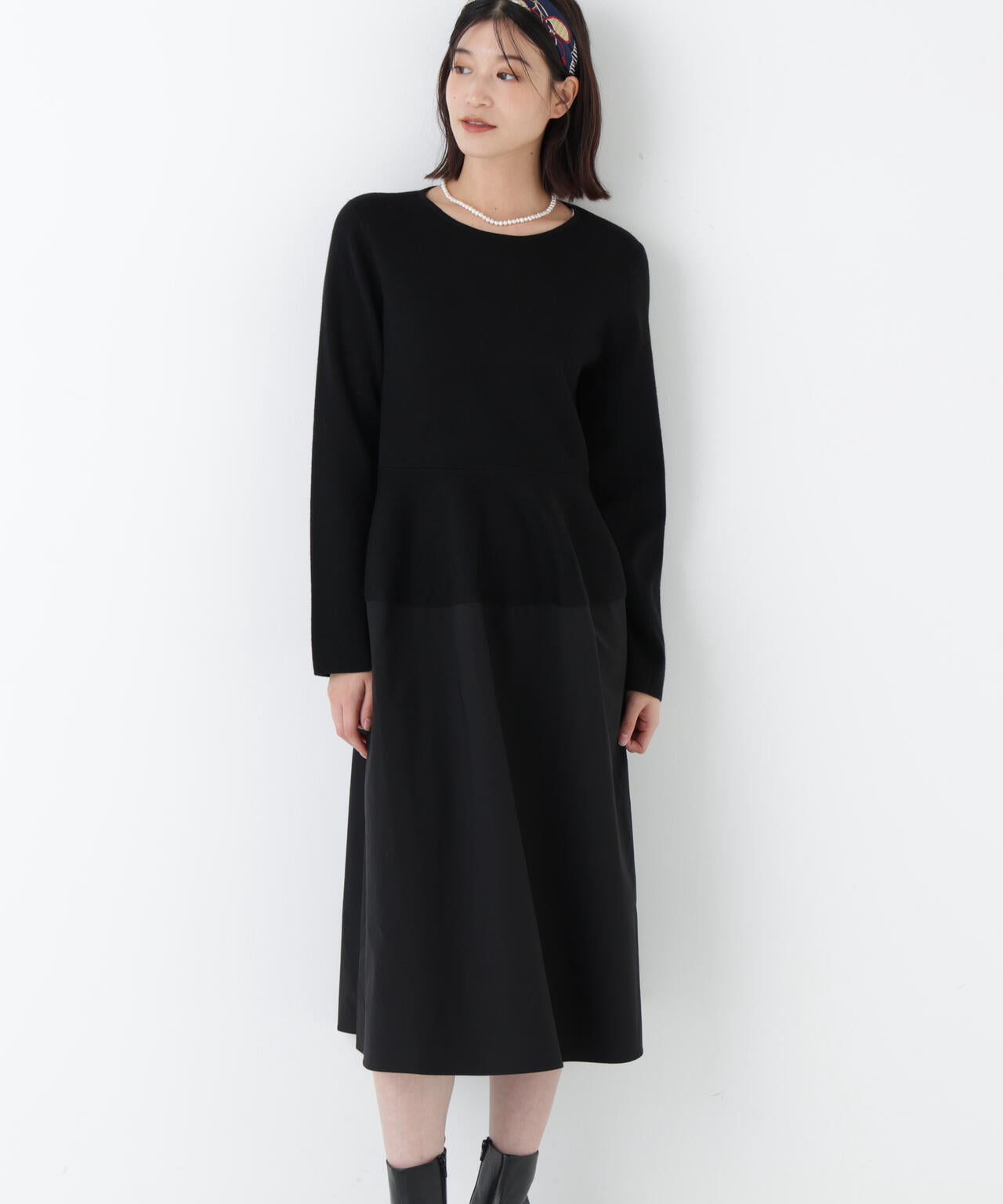≪洗える≫タフタドッキングニットワンピース
