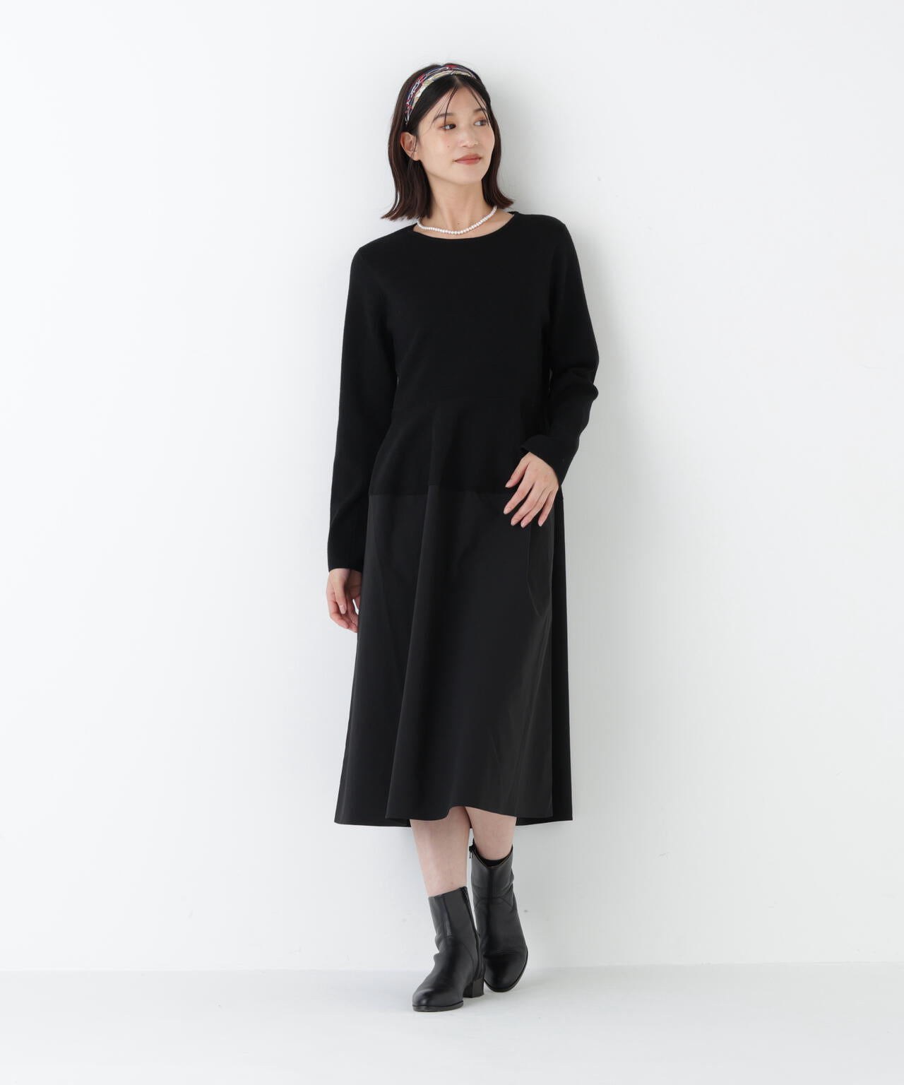 ≪洗える≫タフタドッキングニットワンピース