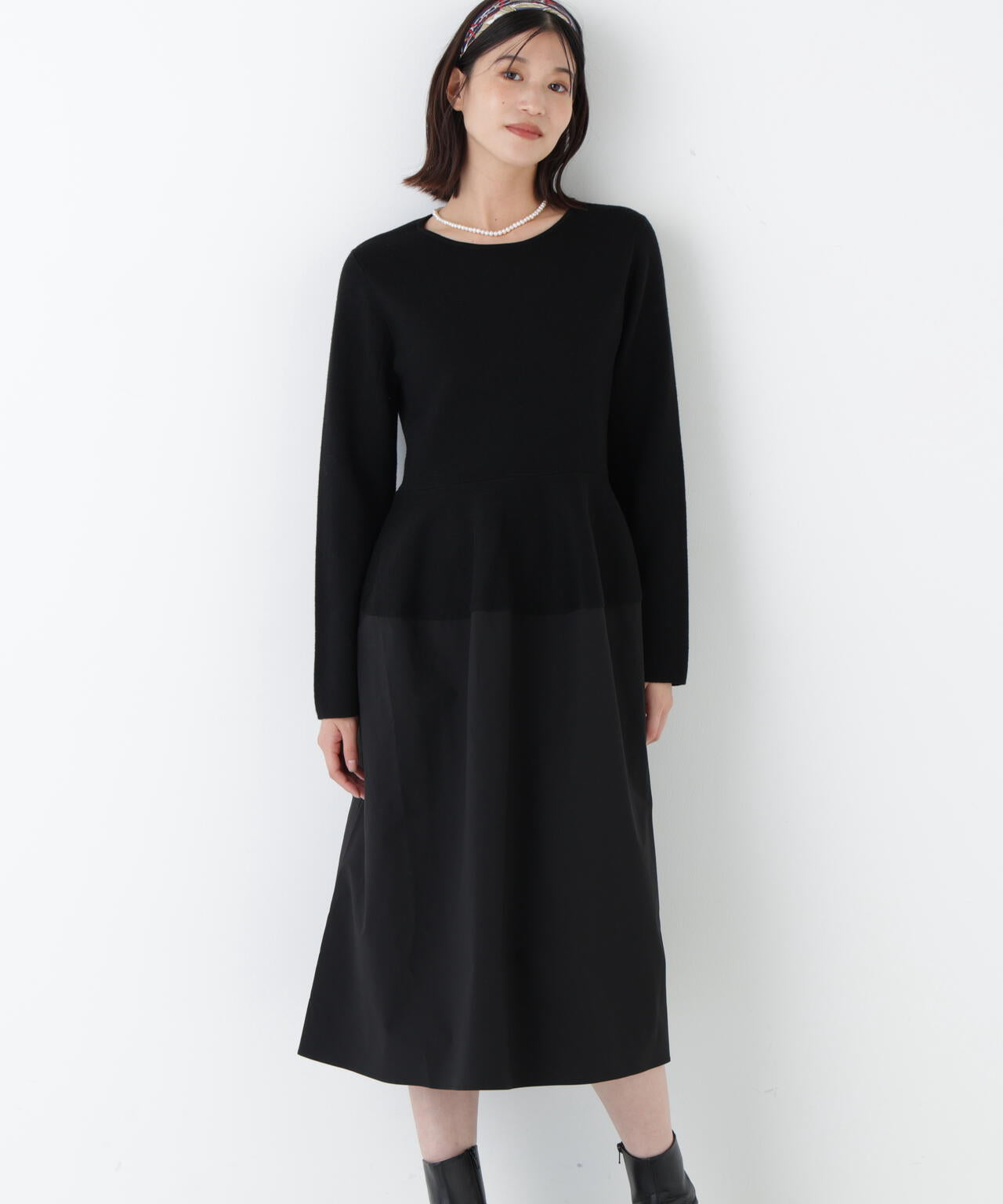 ≪洗える≫タフタドッキングニットワンピース