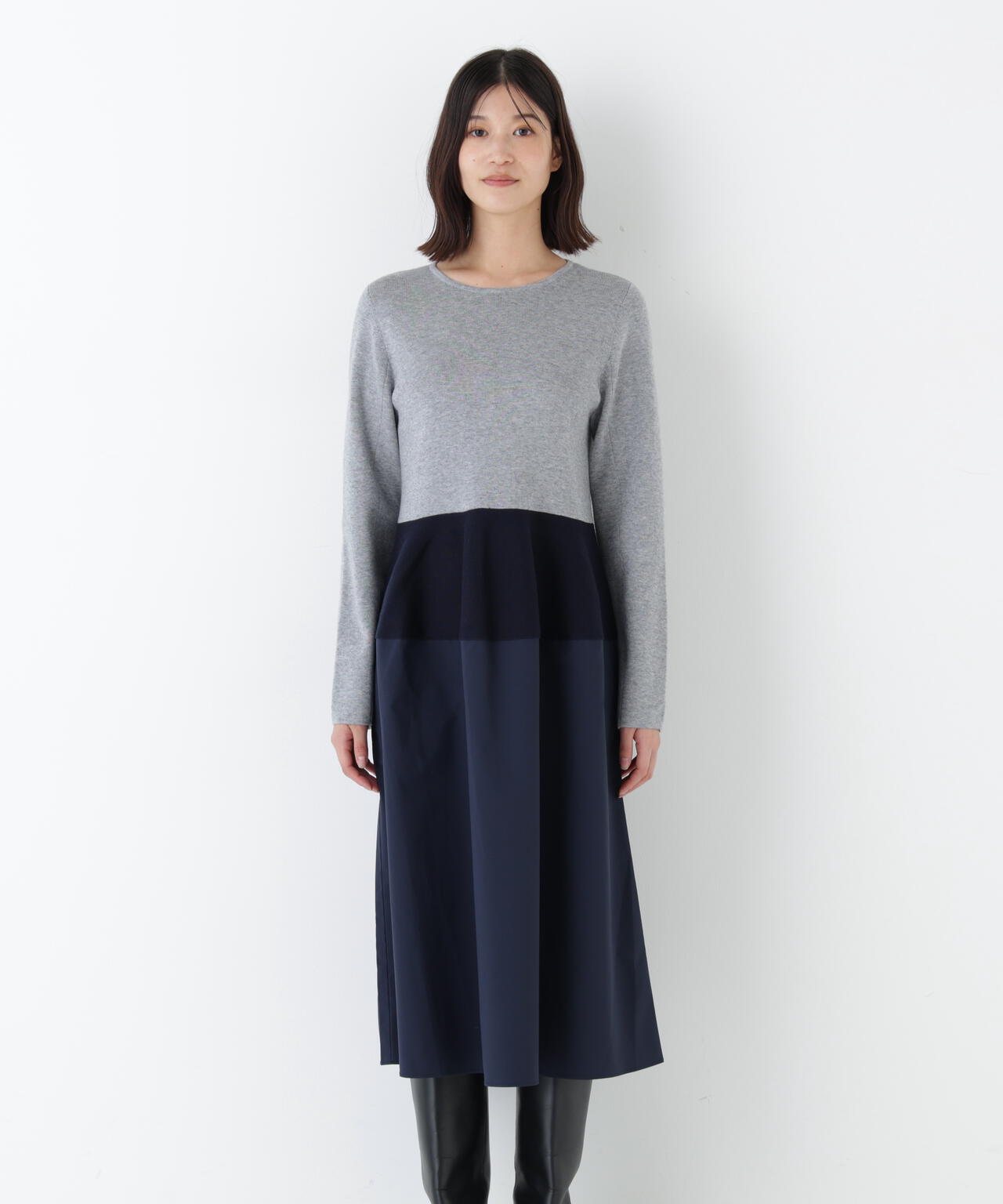 ≪洗える≫タフタドッキングニットワンピース