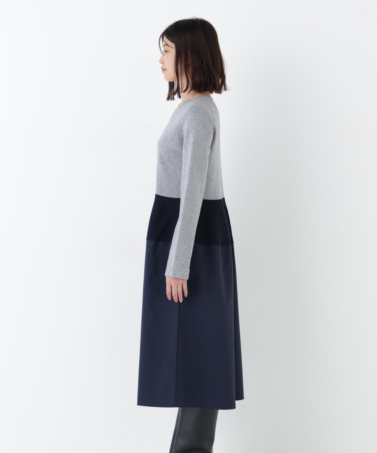 ≪洗える≫タフタドッキングニットワンピース