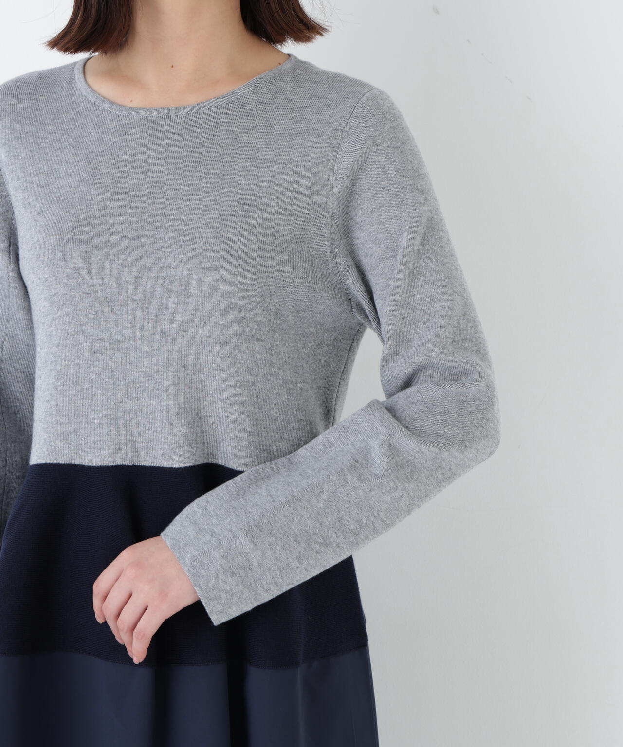 ≪洗える≫タフタドッキングニットワンピース