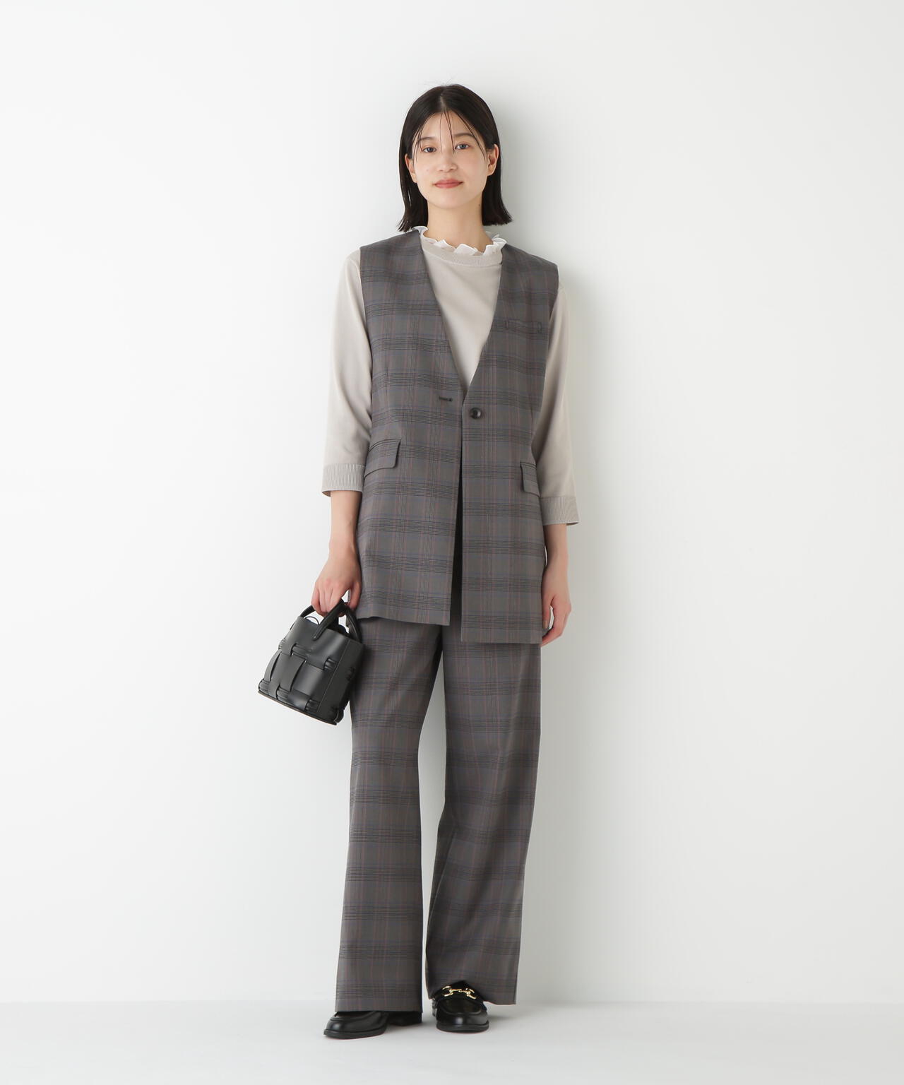 強撚シャークスキンノーカラージレ