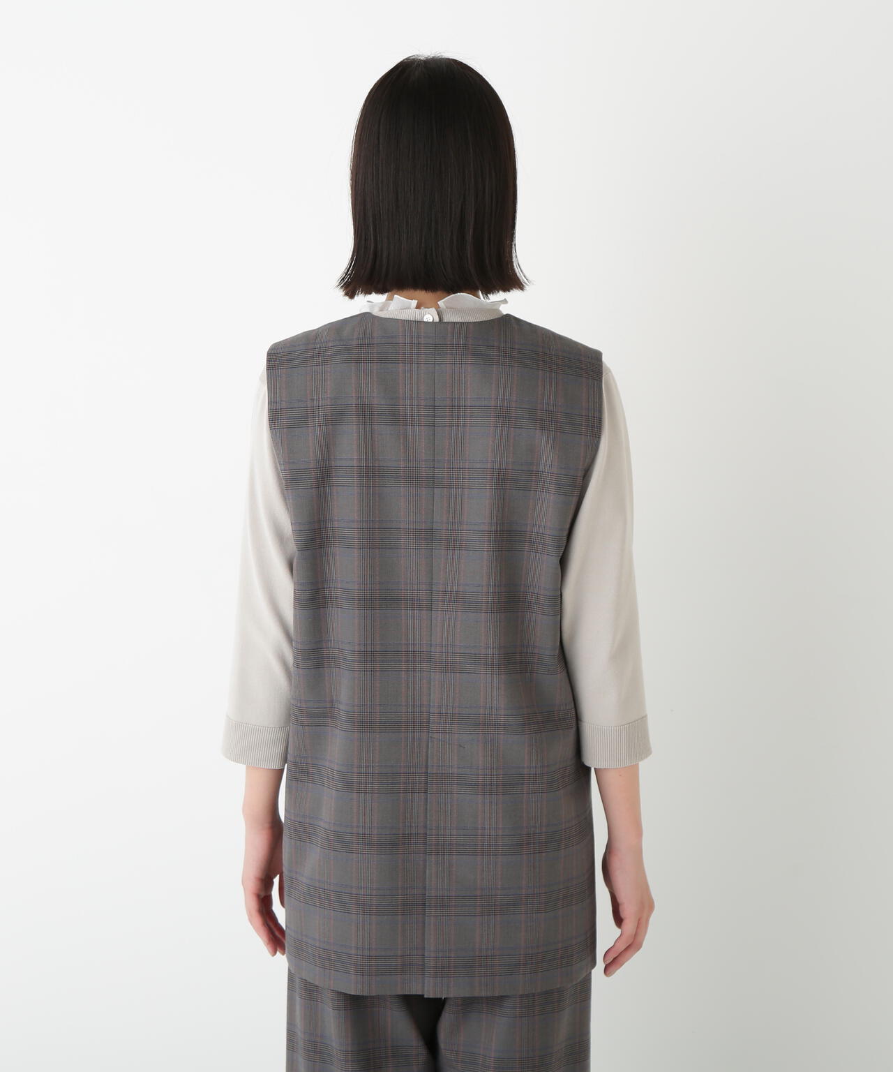 強撚シャークスキンノーカラージレ