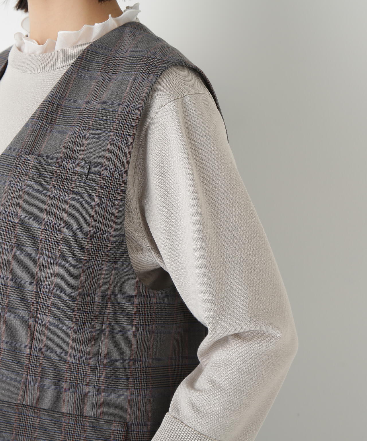 強撚シャークスキンノーカラージレ