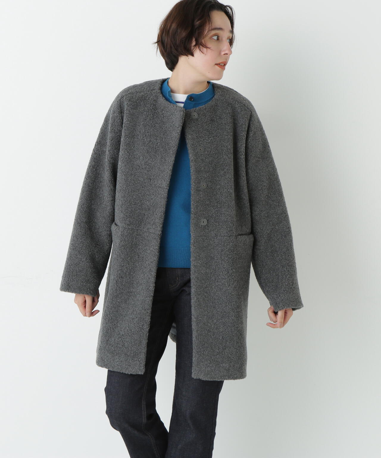 ボアノーカラーコート