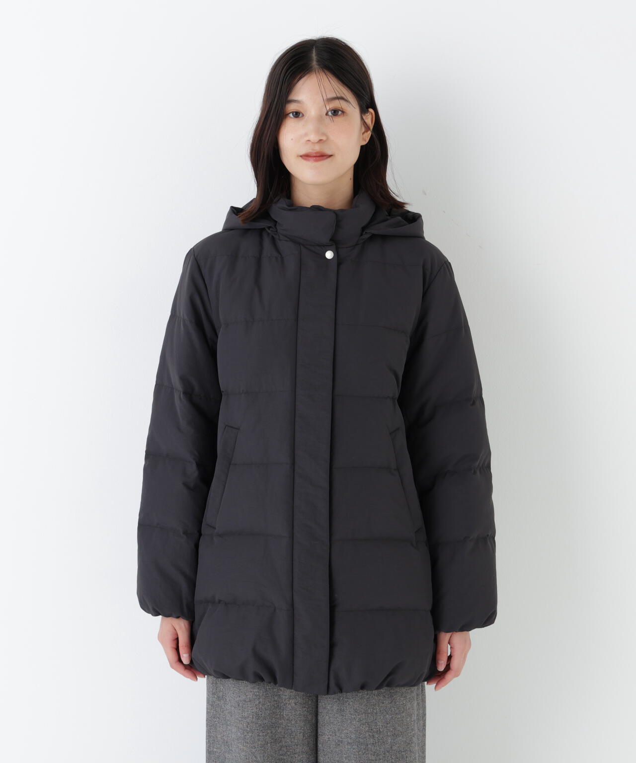 ≪フード取り外し可能≫フーディースタンドカラー2wayダウンコート