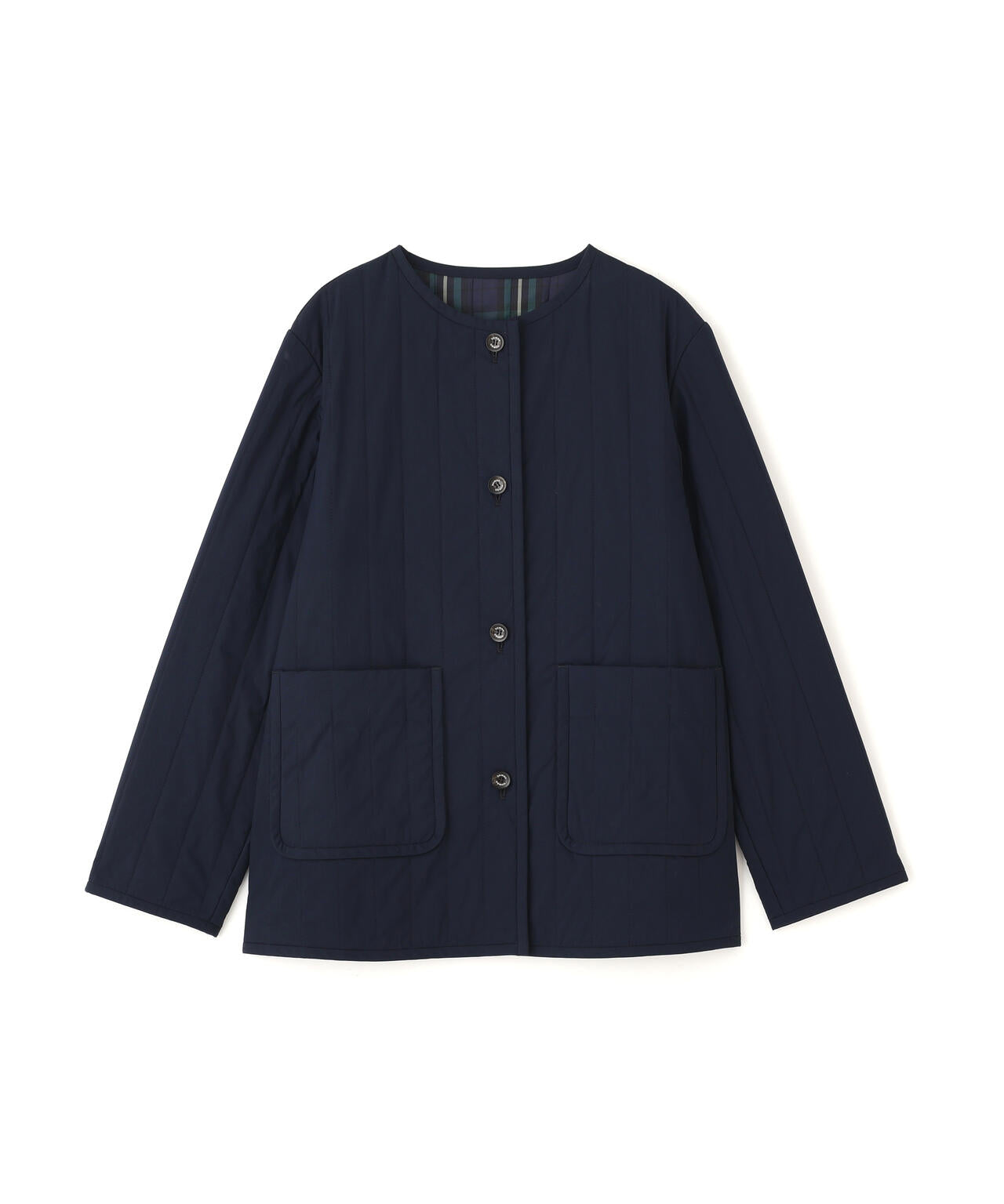 バーティカルキルティングノーカラージャケット