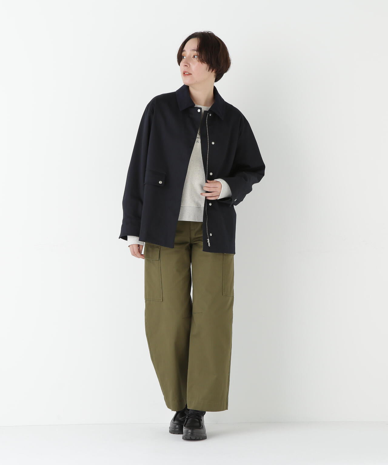 コットンツイルストレッチブルゾン