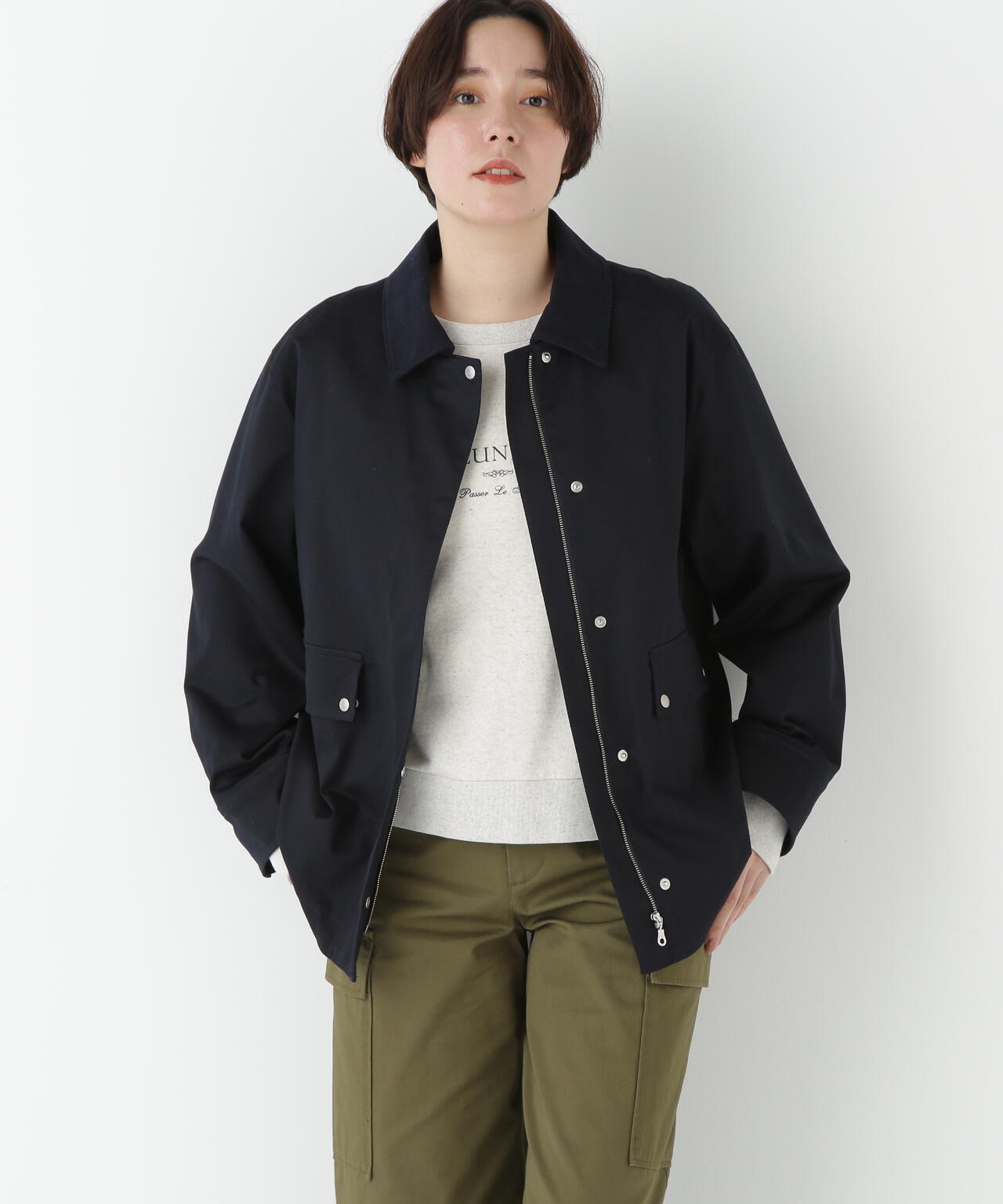 コットンツイルストレッチブルゾン