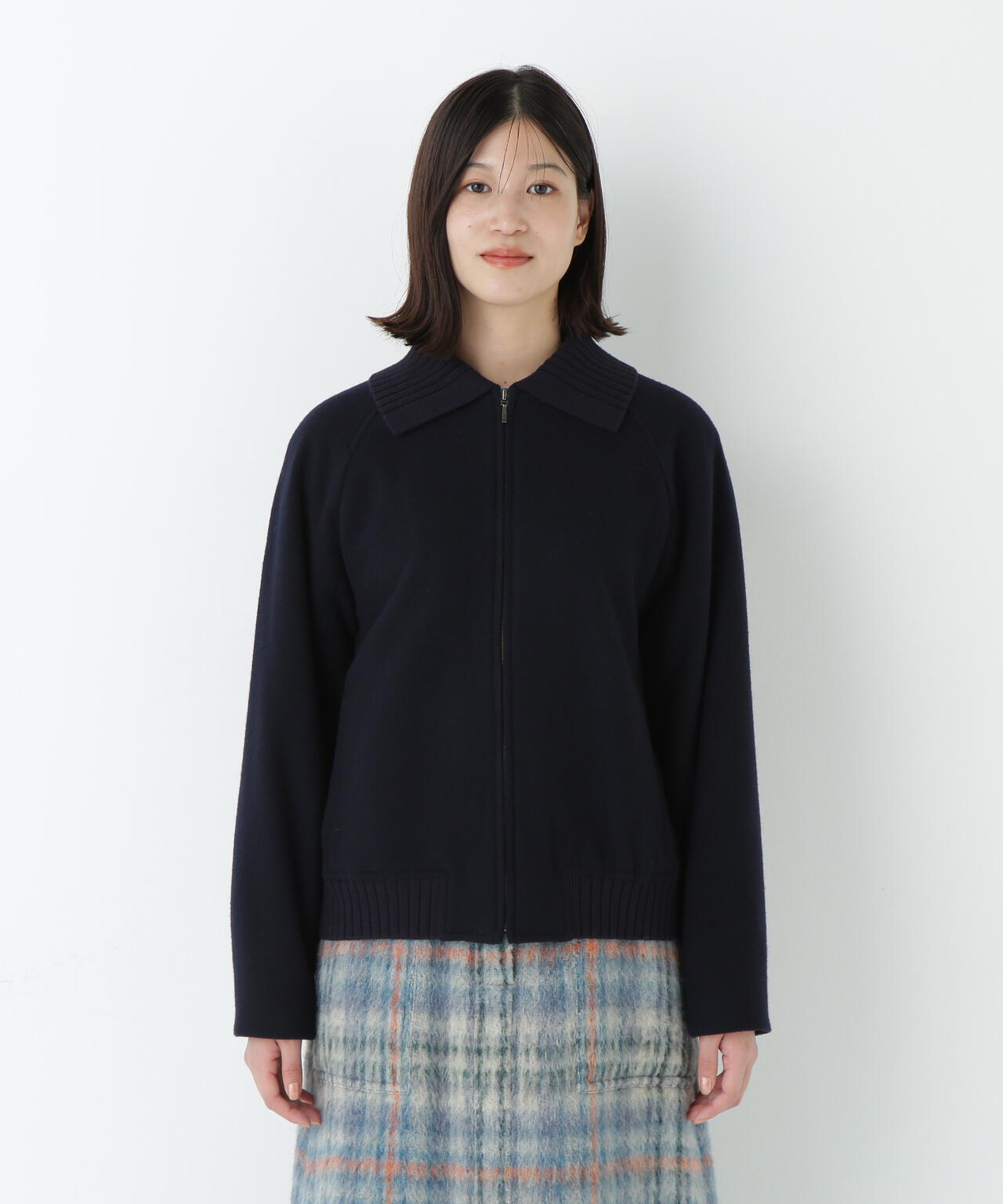 Wメルトンショートジップブルゾン